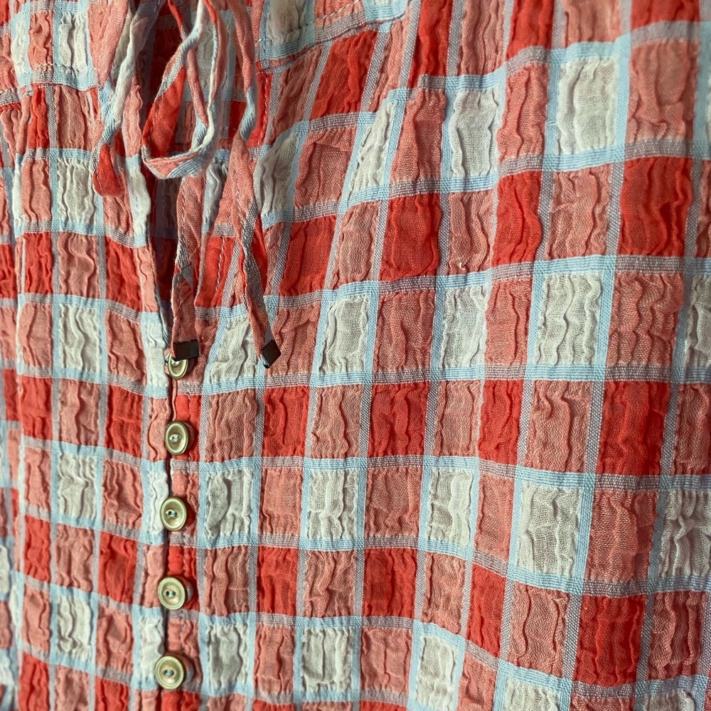 ANTHROPOLOGIE x PILCRO Red Neve Tiered Gingham Plaid Tank Size S - Picture 5 of 6